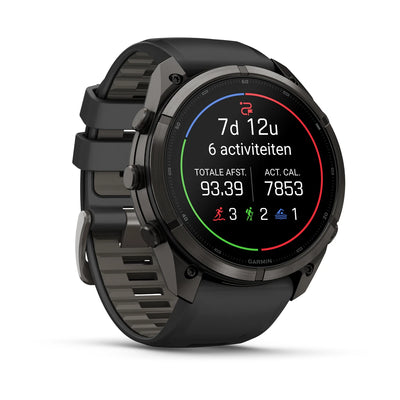 Garmin fēnix® 9 Pro (51 mm) - Carbon Gray DLC Titanium with Black/Pebble Gray Silicone Band