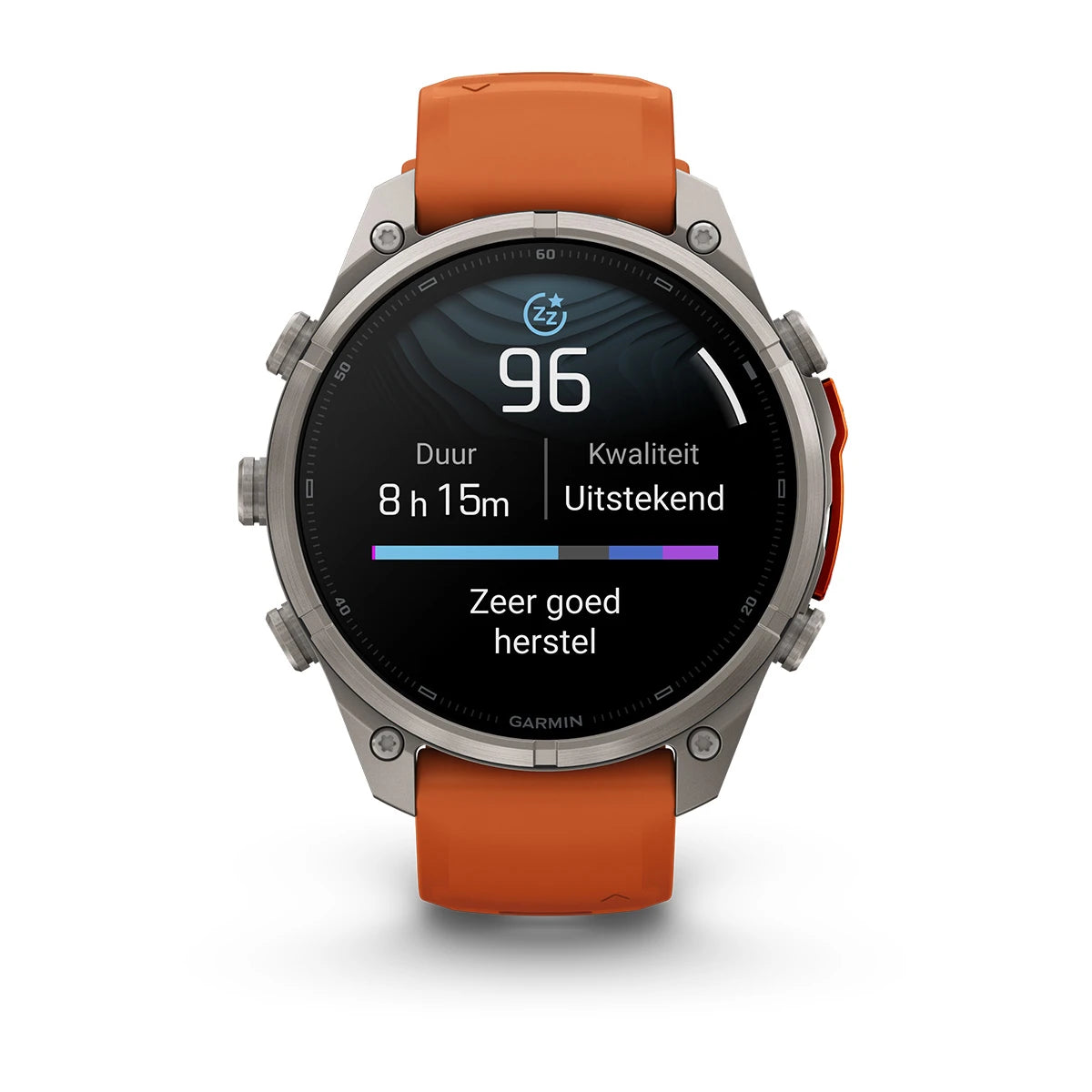 Garmin fēnix® 9 Pro inReach® (47 mm) - Titanium met siliconen band in Autumn Orange/Spark Orange