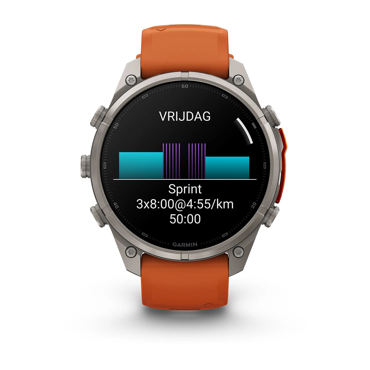 Garmin fēnix® 9 Pro inReach® (47 mm) - Titanium met siliconen band in Autumn Orange/Spark Orange