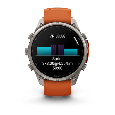 Garmin fēnix® 9 Pro inReach® (47 mm) - Titanium met siliconen band in Autumn Orange/Spark Orange