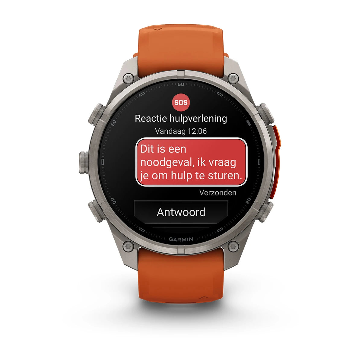 Garmin fēnix® 9 Pro inReach® (47 mm) - Titanium met siliconen band in Autumn Orange/Spark Orange