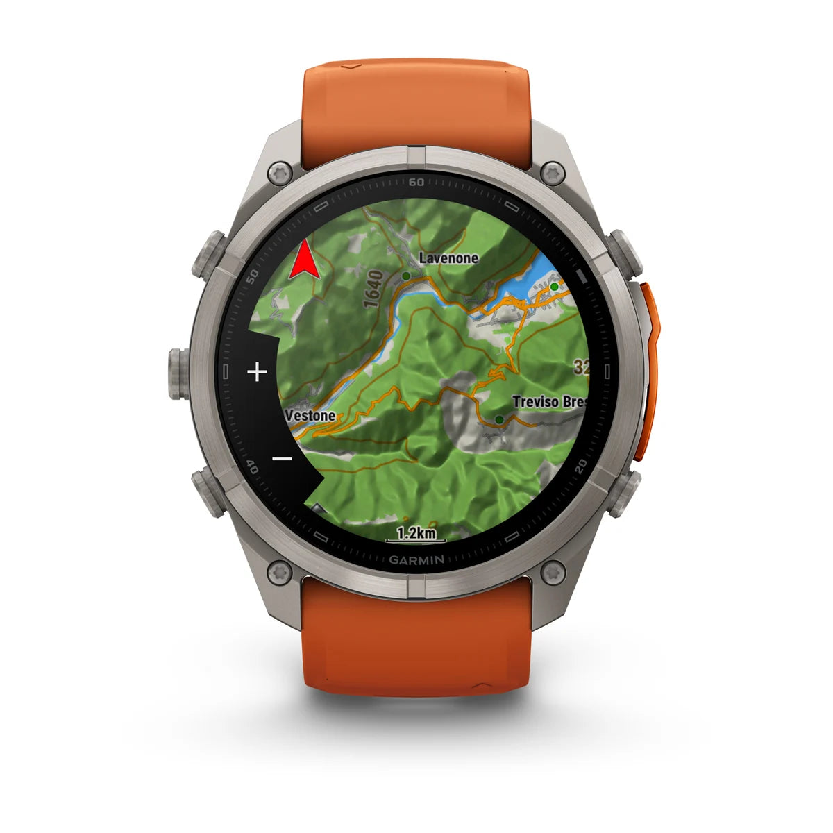 Garmin fēnix® 9 Pro inReach® (51 mm) - Titanium met siliconen band in Autumn Orange/Spark Orange