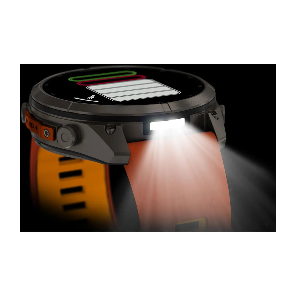Garmin fēnix® 9 Pro inReach® (51 mm) - Titanium met siliconen band in Autumn Orange/Spark Orange