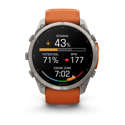 Garmin fēnix® 9 Pro inReach® (51 mm) - Titanium with Autumn Orange/Spark Orange Silicone Band