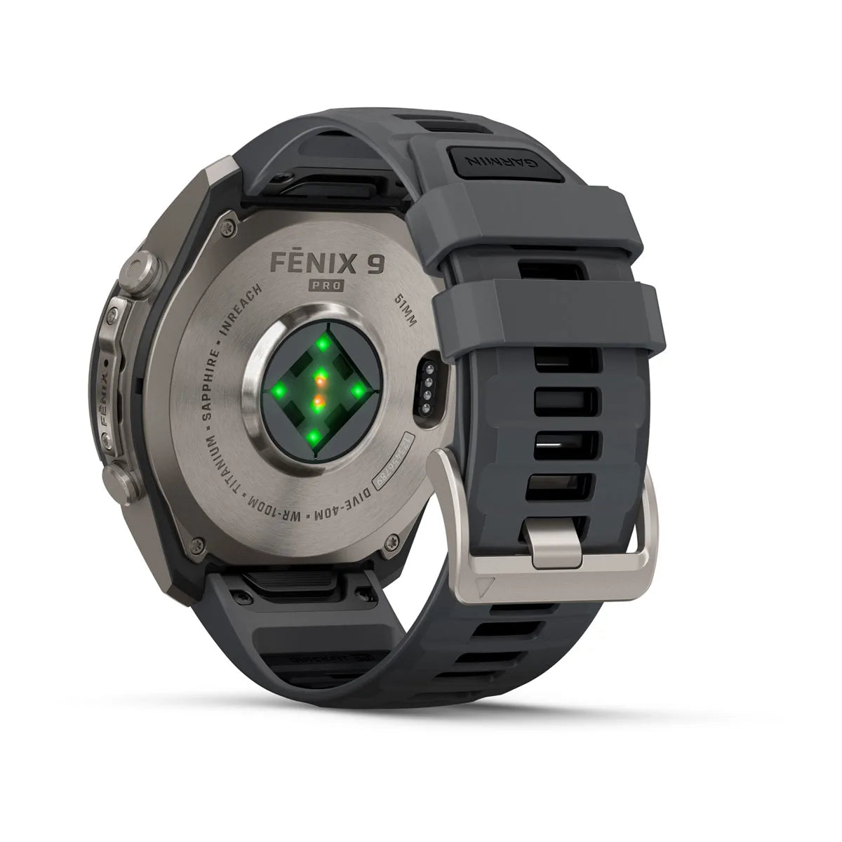 Garmin fēnix® 9 Pro inReach® (51 mm) - Titanium met Graphite/Zwarte siliconen band
