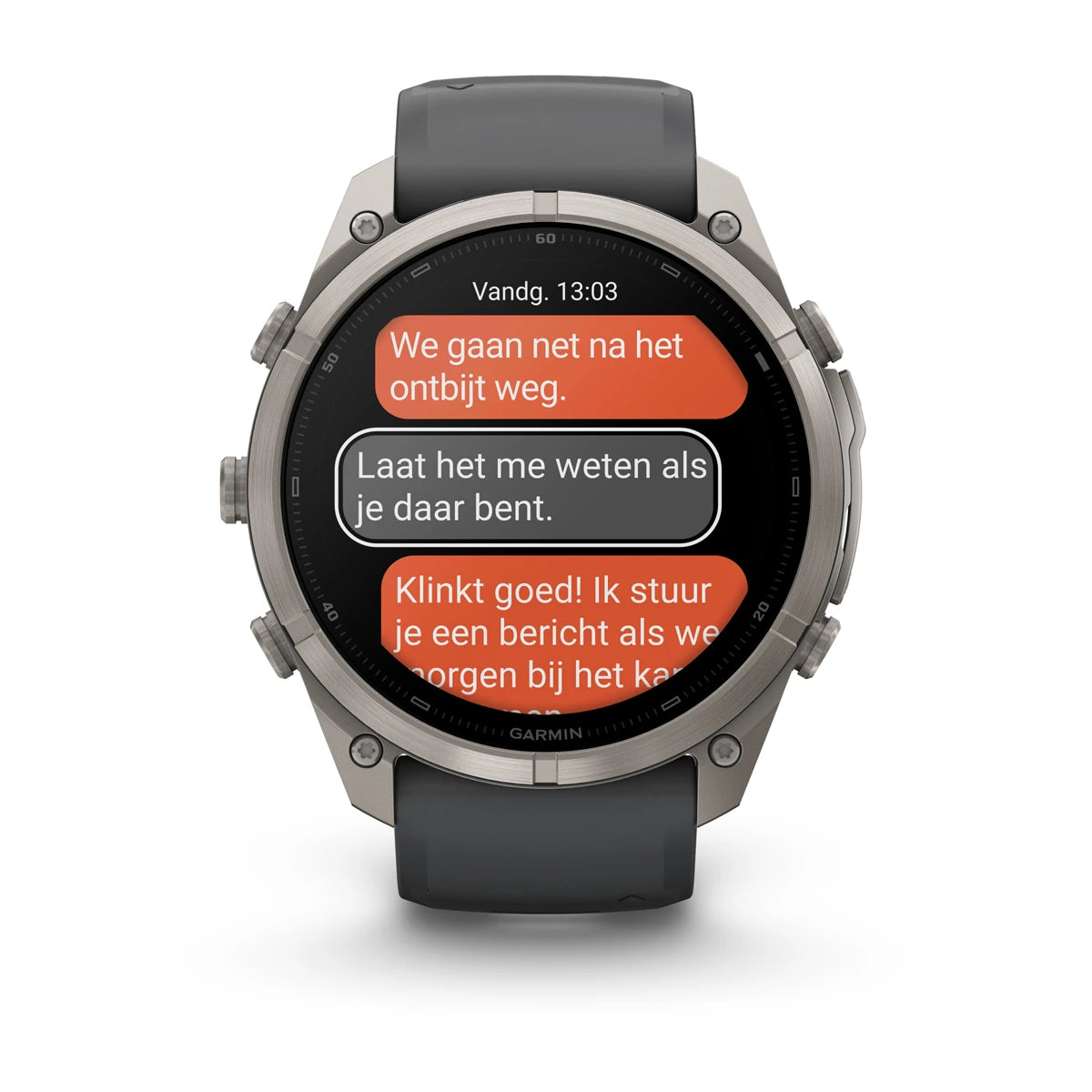 Garmin fēnix® 9 Pro inReach® (51 mm) - Titanium met Graphite/Zwarte siliconen band
