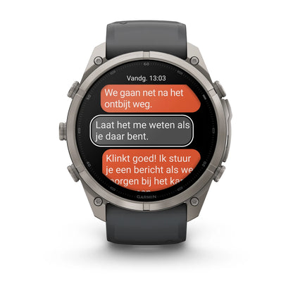 Garmin fēnix® 9 Pro inReach® (51 mm) - Titanium met Graphite/Zwarte siliconen band