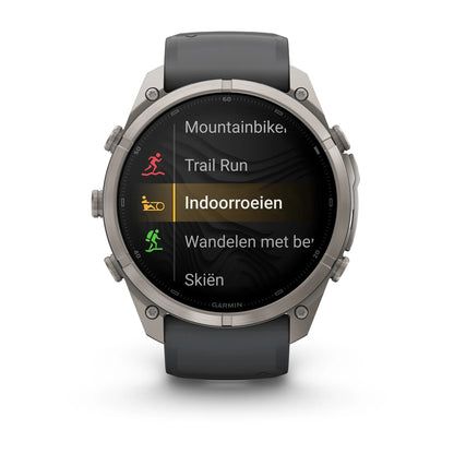 Garmin fēnix® 9 Pro inReach® (51 mm) - Titanium met Graphite/Zwarte siliconen band