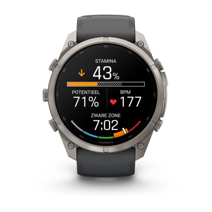 Garmin fēnix® 9 Pro inReach® (51 mm) - Titanium met Graphite/Zwarte siliconen band