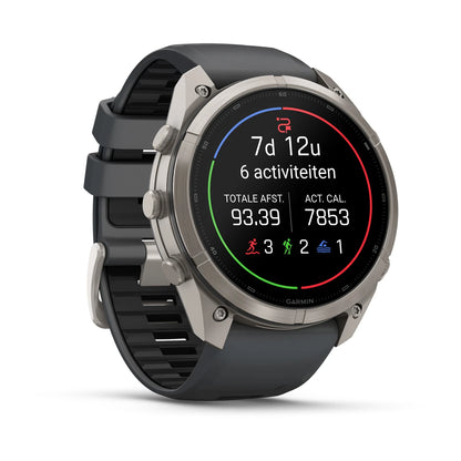 Garmin fēnix® 9 Pro inReach® (51 mm) - Titanium met Graphite/Zwarte siliconen band