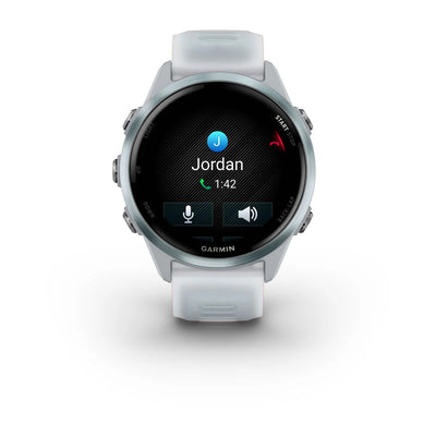 Garmin Forerunner 570 (42mm) aluminium bleu cloud avec bracelet transparent whitestone/bleu cloud - Montre connectée premium pour la course à pied avec écran AMOLED