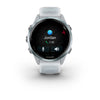 Image of Garmin Forerunner 570 (42mm) Cloud blue aluminium met transparante whitestone/cloud blue band - Premium smartwatch voor hardlopen met AMOLED-scherm