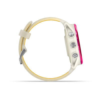Garmin Forerunner 570 (42mm) aluminium framboise avec bracelet transparent bone/mango - Montre connectée premium pour la course à pied avec écran AMOLED