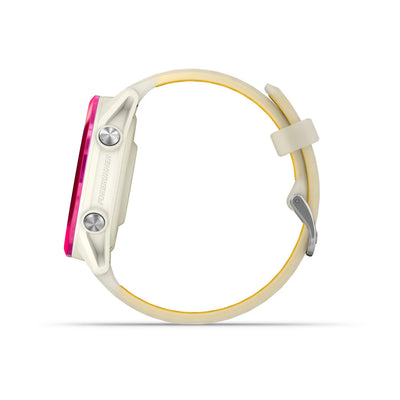 Garmin Forerunner 570 (42mm) aluminium framboise avec bracelet transparent bone/mango - Montre connectée premium pour la course à pied avec écran AMOLED