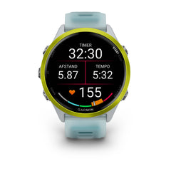 Garmin Forerunner 570 (47 mm) Amp yellow aluminium met whitestone/turquoise band - Premium smartwatch voor hardlopen met AMOLED-scherm