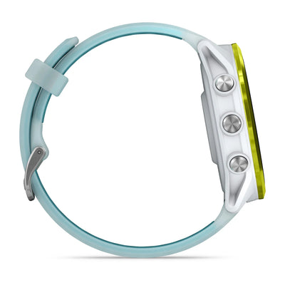 Garmin Forerunner 570 (47 mm) en aluminium jaune Amp avec bracelet whitestone/turquoise - Montre connectée haut de gamme pour la course à pied avec écran AMOLED