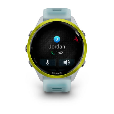 Garmin Forerunner 570 (47 mm) en aluminium jaune Amp avec bracelet whitestone/turquoise - Montre connectée haut de gamme pour la course à pied avec écran AMOLED