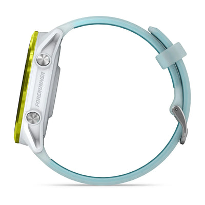 Garmin Forerunner 570 (47 mm) en aluminium jaune Amp avec bracelet whitestone/turquoise - Montre connectée haut de gamme pour la course à pied avec écran AMOLED