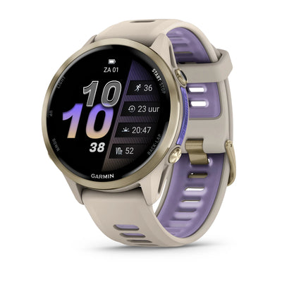 Garmin Forerunner 970 Soft Gold - Montre connectée haut de gamme pour la course à pied avec écran AMOLED