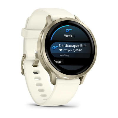 Garmin Venu 4 (41 mm) - Montre connectée hybride mode/sport - Or lunaire avec bracelet en silicone Bone