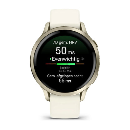 Garmin Venu 4 (41 mm) - Fashion/Sport Hybride Smartwatch - Lunar Gold met Bone siliconen bandje