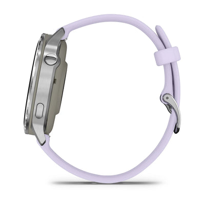 Garmin Venu 4 (41 mm) lilas/violet/rose - Montre connectée hybride mode/sport - Argent avec bracelet en silicone bleu pervenche