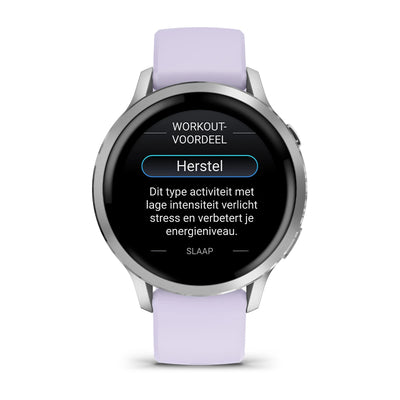 Garmin Venu 4 (41 mm) lilas/violet/rose - Montre connectée hybride mode/sport - Argent avec bracelet en silicone bleu pervenche