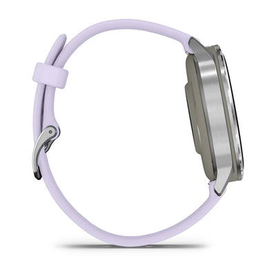 Garmin Venu 4 (41 mm) lilas/violet/rose - Montre connectée hybride mode/sport - Argent avec bracelet en silicone bleu pervenche