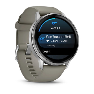 Garmin Venu 4 (45 mm) black - Fashion/Sport Hybrid Smartwatch - Silver with silver-gray silicone strap 