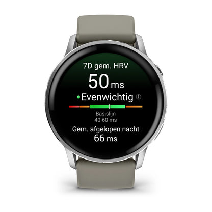 Garmin Venu 4 (45 mm) zwart - Fashion/Sport Hybride Smartwatch - Zilver met zilvergrijze siliconen band