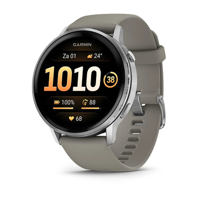 Garmin Venu 4 (45 mm) black - Fashion/Sport Hybrid Smartwatch - Silver with silver-gray silicone strap 