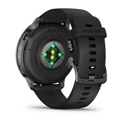Garmin Venu 4 (45 mm) noir - Montre connectée hybride mode/sport - Ardoise avec bracelet en silicone noir