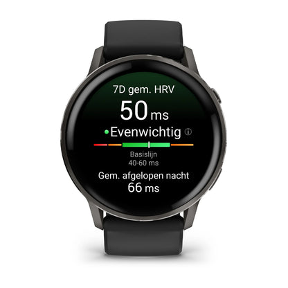 Garmin Venu 4 (45 mm) zwart - Fashion/Sport Hybride Smartwatch - Slate met Zwarte siliconen band