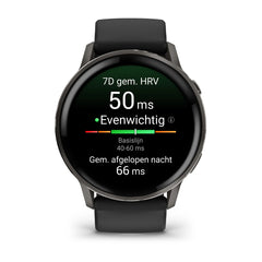 Garmin Venu 4 (45 mm) zwart - Fashion/Sport Hybride Smartwatch - Slate met Zwarte siliconen band