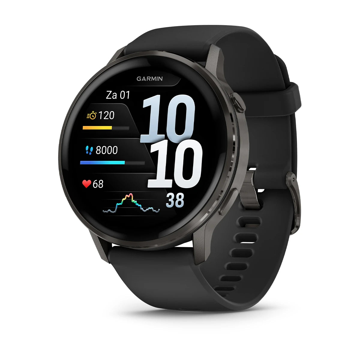 Garmin Venu 4 (45 mm) zwart - Fashion/Sport Hybride Smartwatch - Slate met Zwarte siliconen band