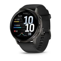 Garmin Venu 4 (45 mm) zwart - Fashion/Sport Hybride Smartwatch - Slate met Zwarte siliconen band