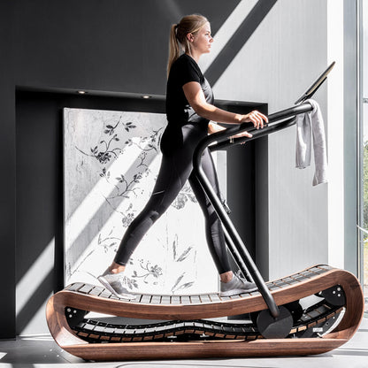 NOHRD SprintBok V2 Zwart motorloze houten loopband - Gebeitst eikenhout - gratis installatie