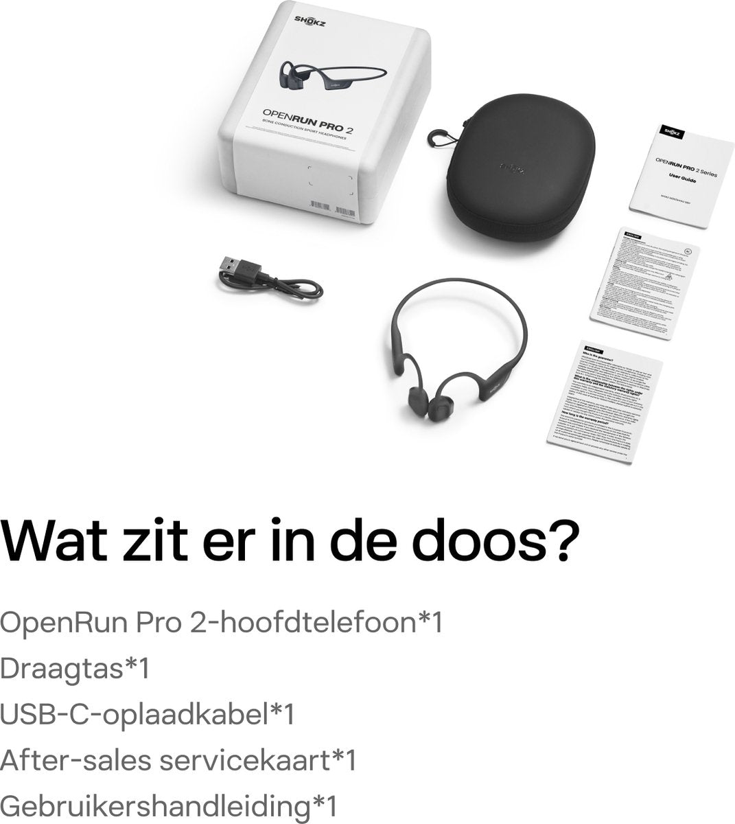 Shokz OpenRun Pro 2 Black - Draadloze in-ear sportkoptelefoon
