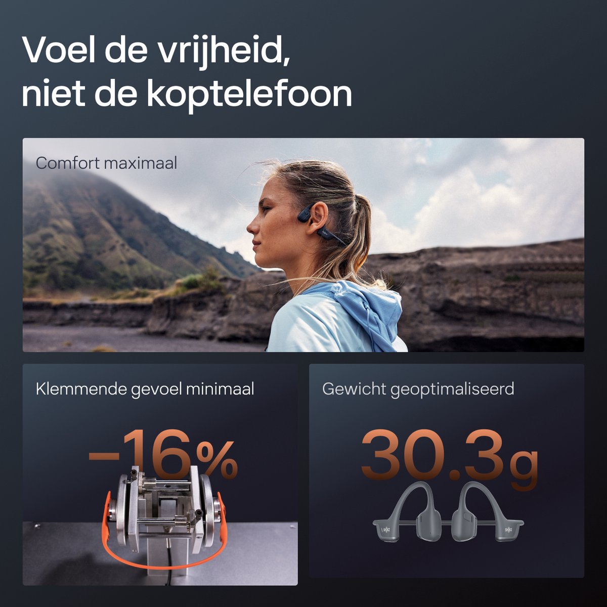 Shokz OpenRun Pro 2 Black Mini - Draadloze in-ear sportkoptelefoon