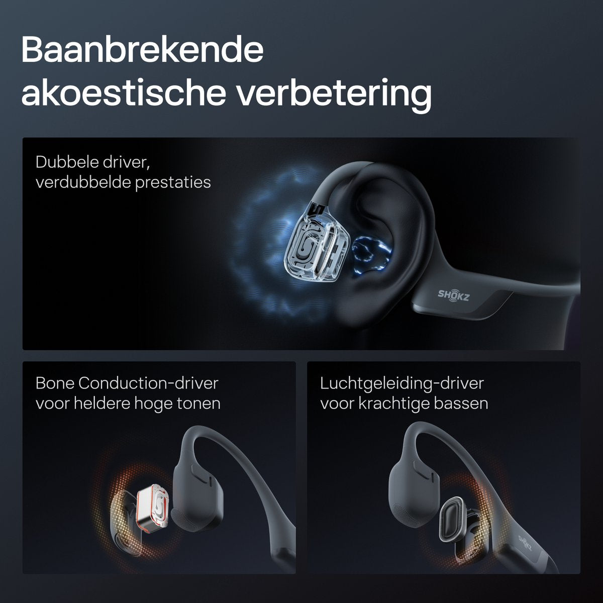 Shokz OpenRun Pro 2 Black - Draadloze in-ear sportkoptelefoon