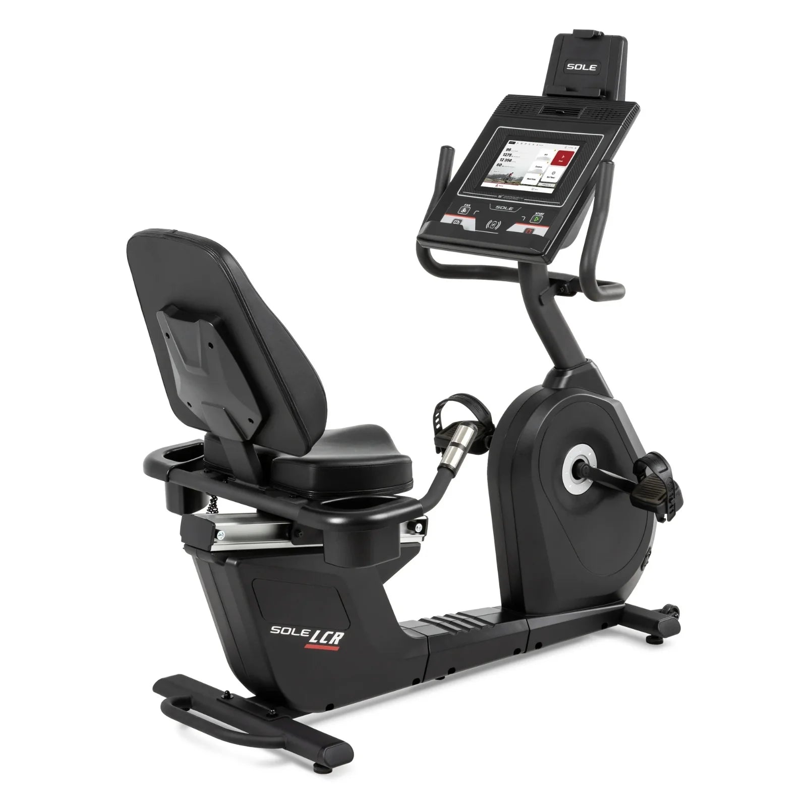 Sole Fitness LCR recumbent bike ligfiets - touchscreen entertainment scherm