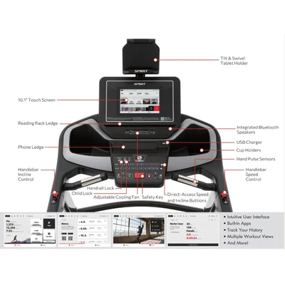 Spirit Fitness XT485ENT loopband met touchscreen entertainment console (nieuwste model)